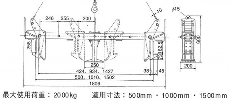 鷹牌EVGH型可變邊溝用鋼板鉗尺寸圖