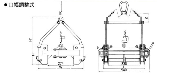 三木CU-SE型U字溝用吊夾具尺寸圖