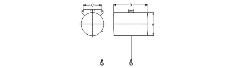 東星單繩氣動(dòng)平衡器,單機(jī)單繩氣動(dòng)平衡器尺寸圖