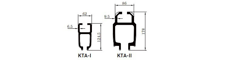 KHC鋁合金軌道 KTA型,KTA型鋁軌尺寸圖